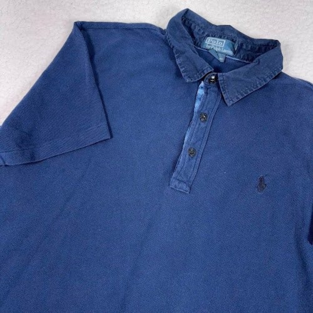 Polo Ralph Lauren Polo Shirt Mens XL Blue Cotton Short Sleeve‎ Custom Fit Pony